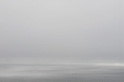 a grey sky, grey water, the San Francisco Bay